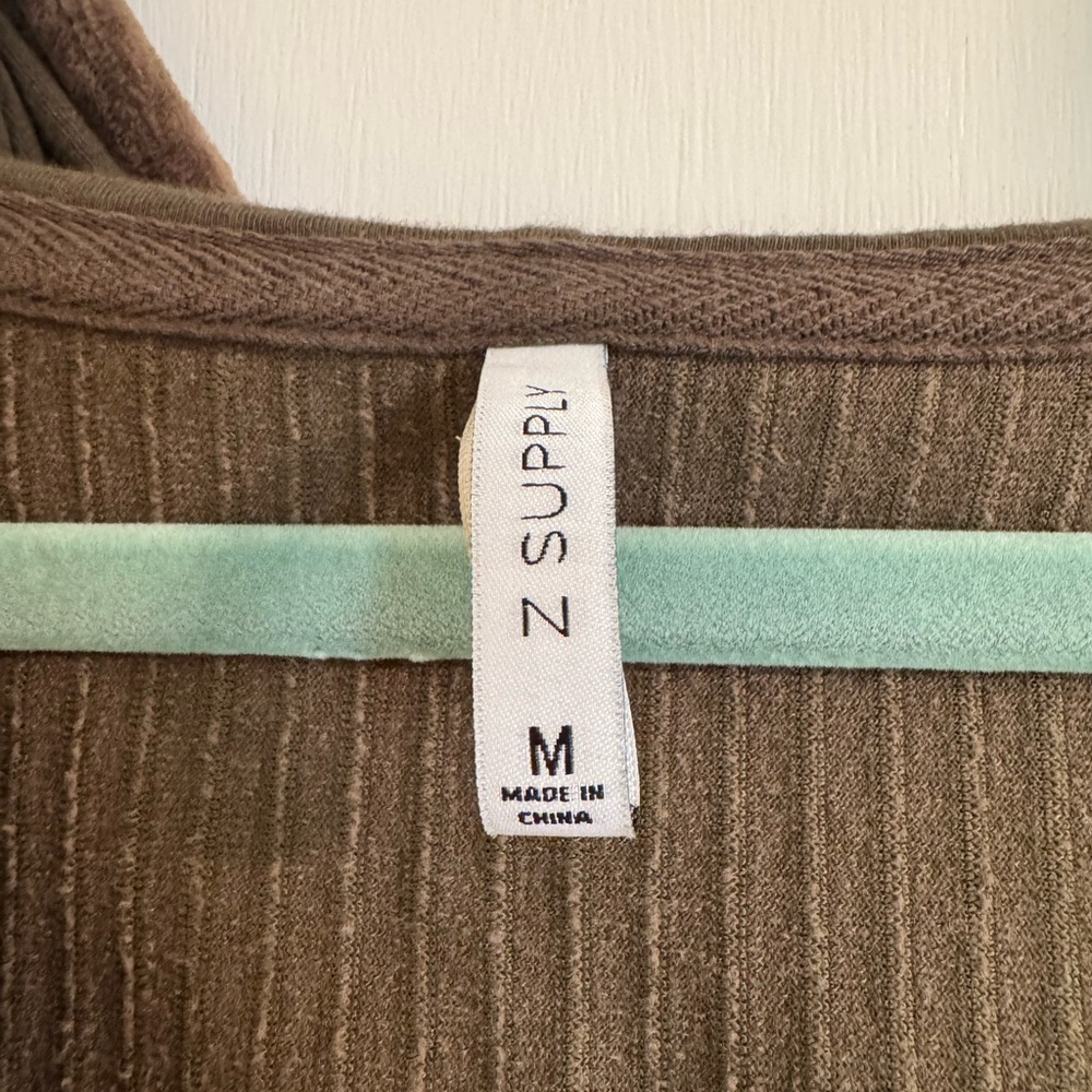 Z Supply Brown Corduroy V-Neck Hoodie - Picture 4 of 4